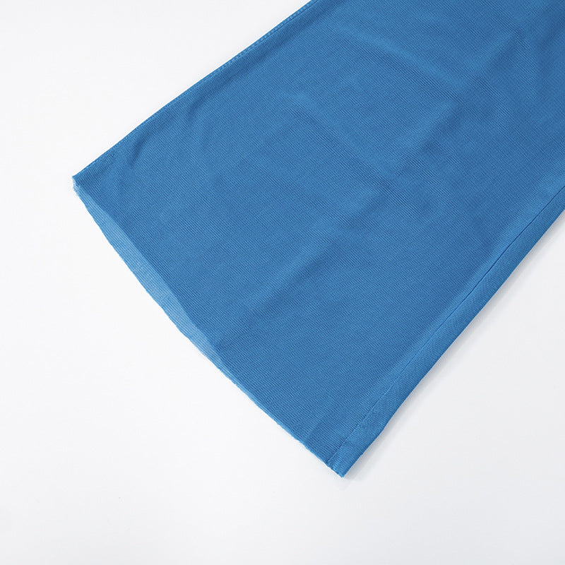 Summer Sexy Slim See-Through Mesh Mid-waist Flared Casual Pants 21