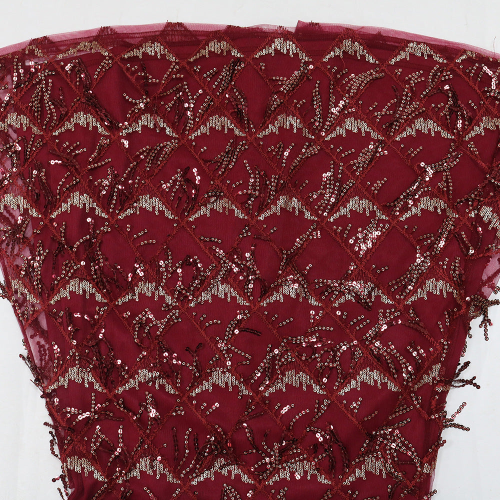 Women Sequin Party Suspenders Bodycon Maxi Dress 20