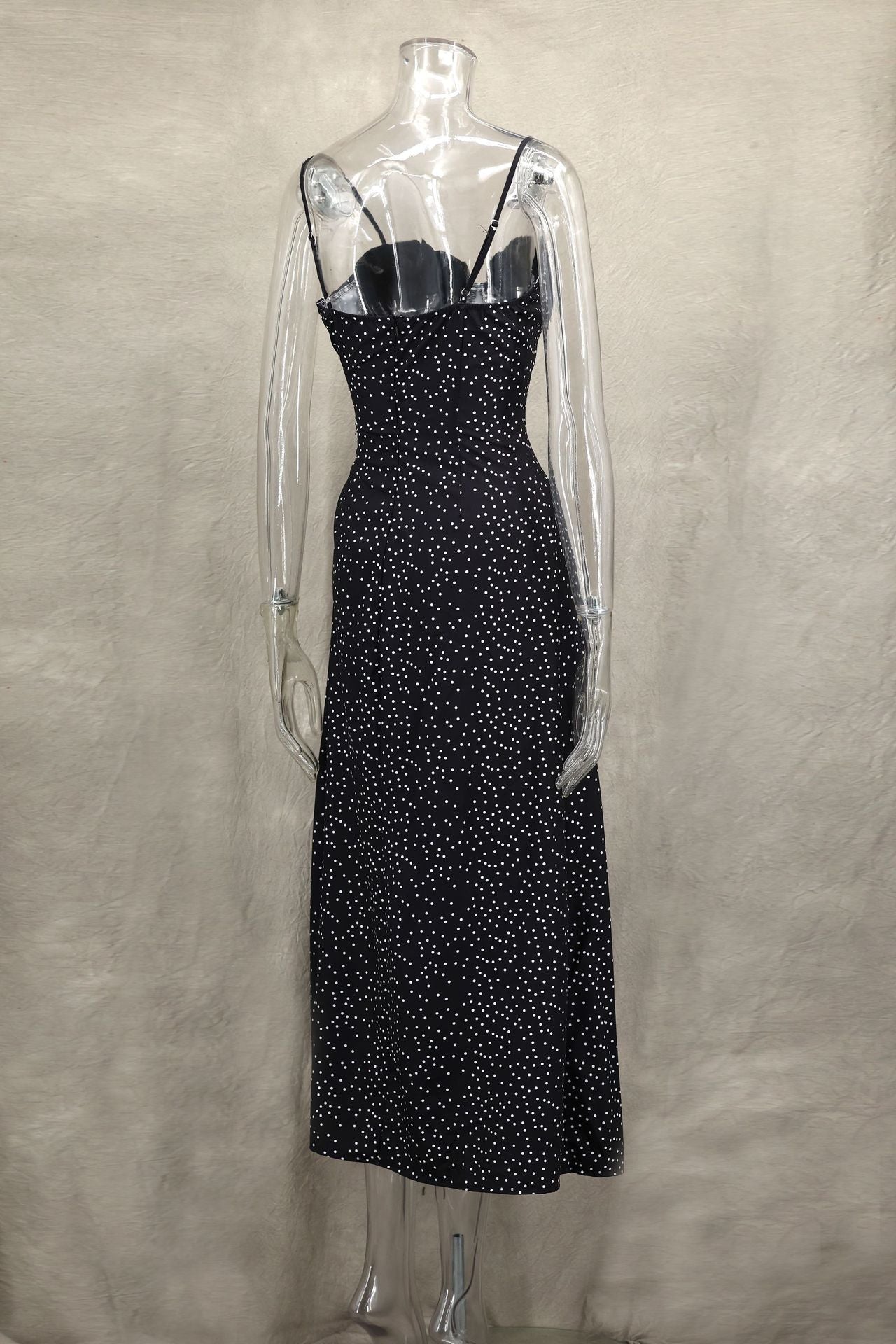 Spring Summer Style Contrast Slim Waist Polka Dot Print Dress 12