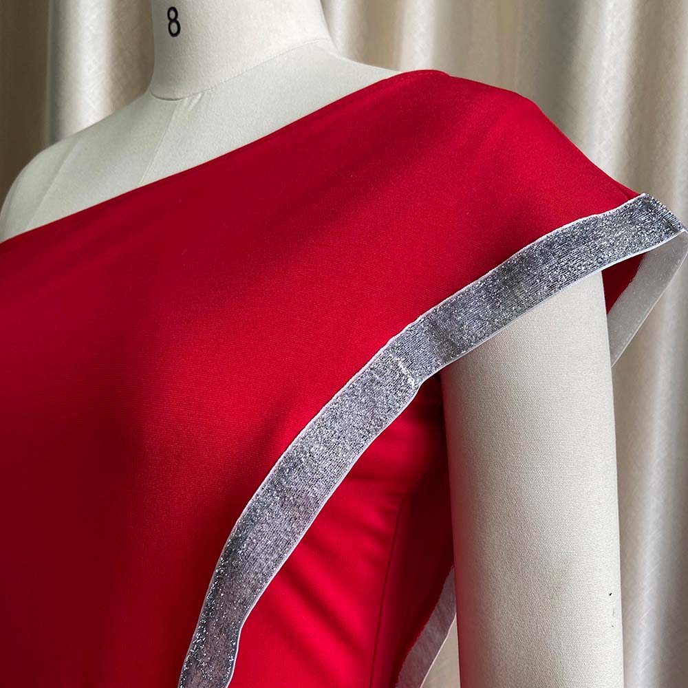 Autumn Red Formal One Shoulder Sequin Elegant Jumpsuit 8