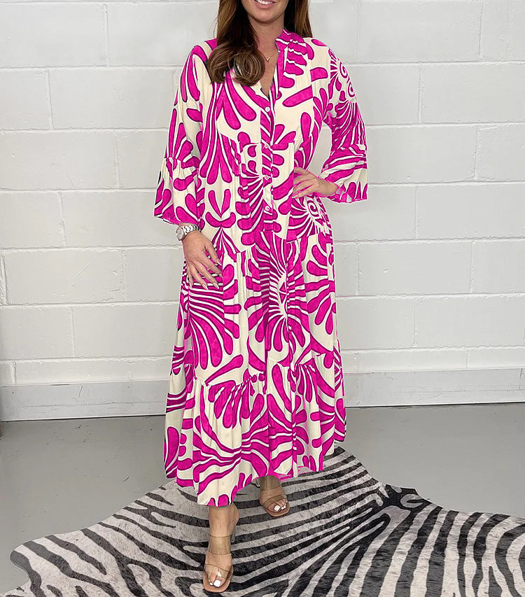 Fall Winter Women's Printed Loose Casual Dresses 15