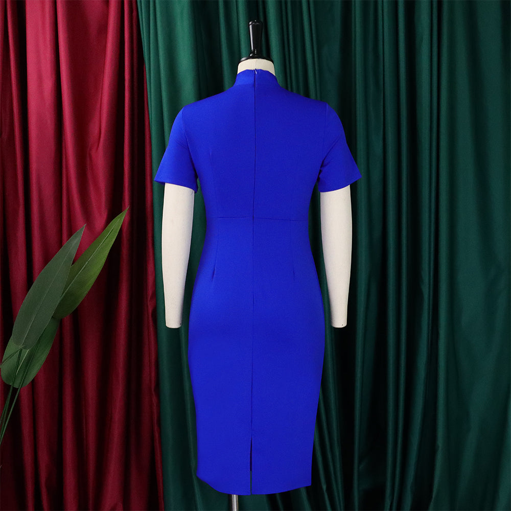 Women's Fashion Short Sleeve Lace-Up Slim Pencil Vocation Chic Dress 20