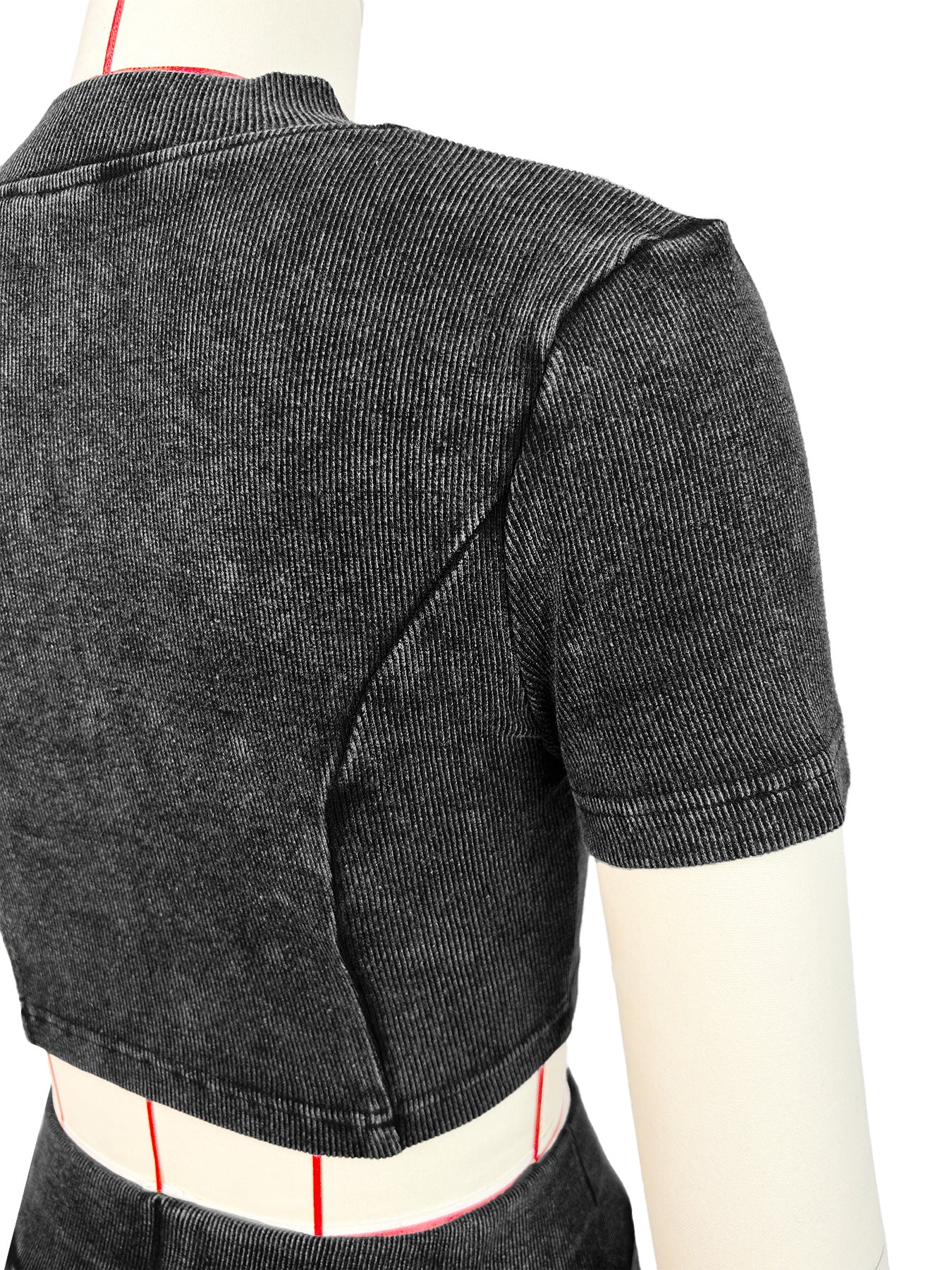 Women's Clothing Ribbed  V-Hem Short Sleeve Top Bell Bottom Pants Two Piece Set 12