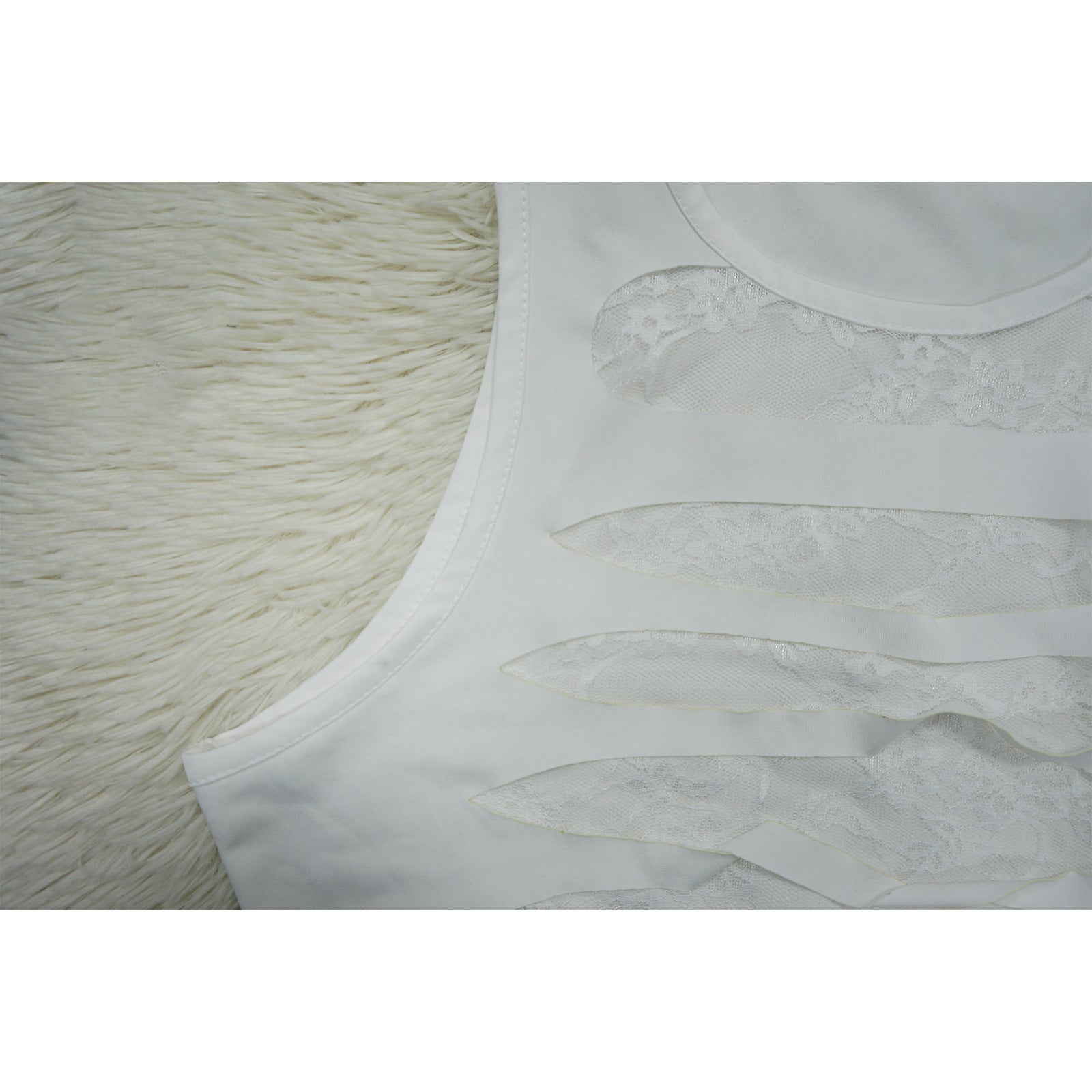 Fashion Women's Sexy Sleeveless Lace Patchwork Two Piece Skirt Set 18