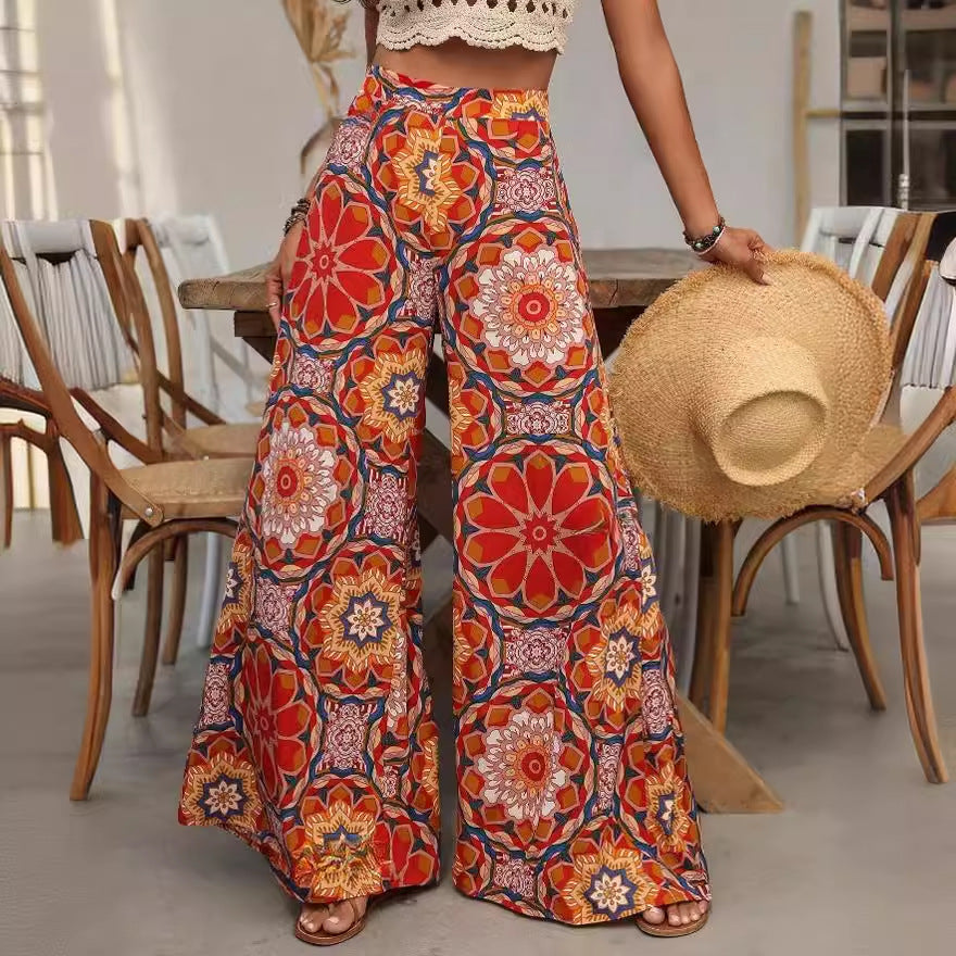 Women's Women's Floral Print High Waist Wide-Leg Casual Pants