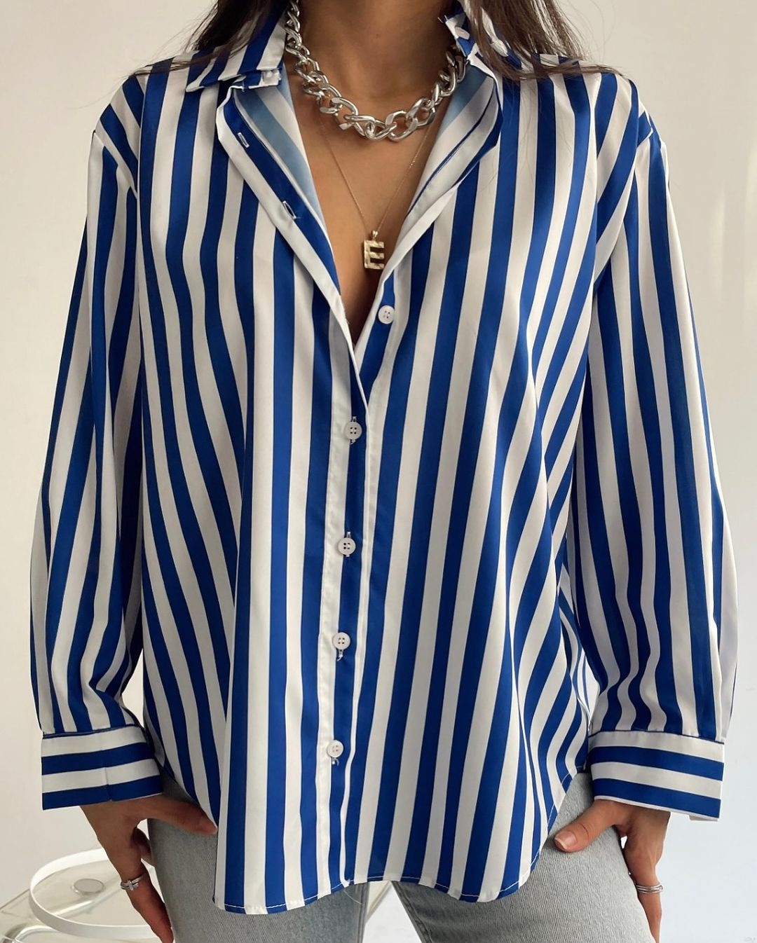 Women's Summer Fashion Casual Long Sleeve Striped Shirt 6