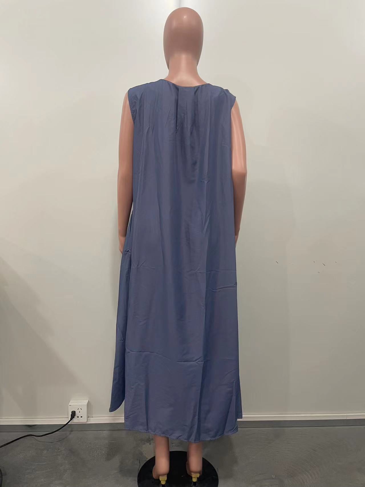 Reversible Pleated Long Solid Color Women's Dress 12