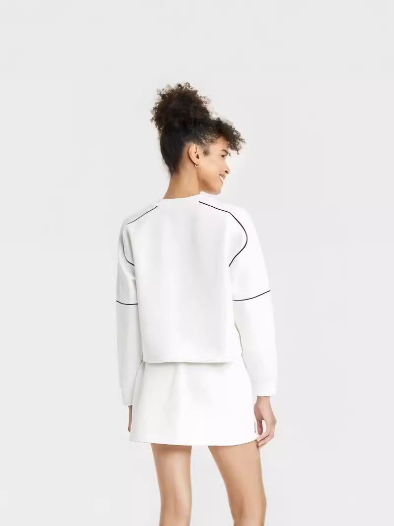 Women autumn and winter long-sleeved Hoodies lace stripes and shorts sports Casual Two Piece Set 5