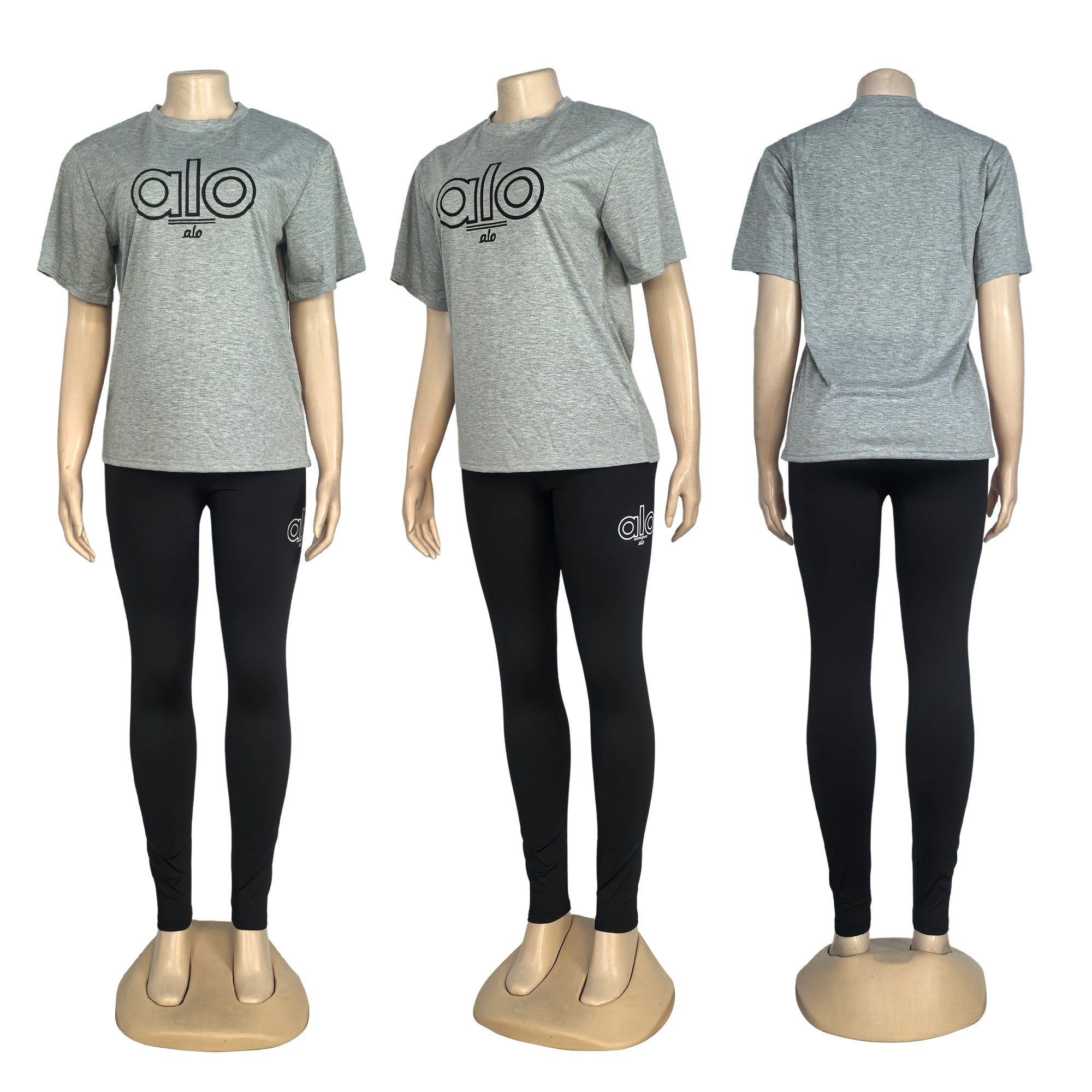 Women Round Neck Short-Sleeved Top and Pants Two-Piece Set 5