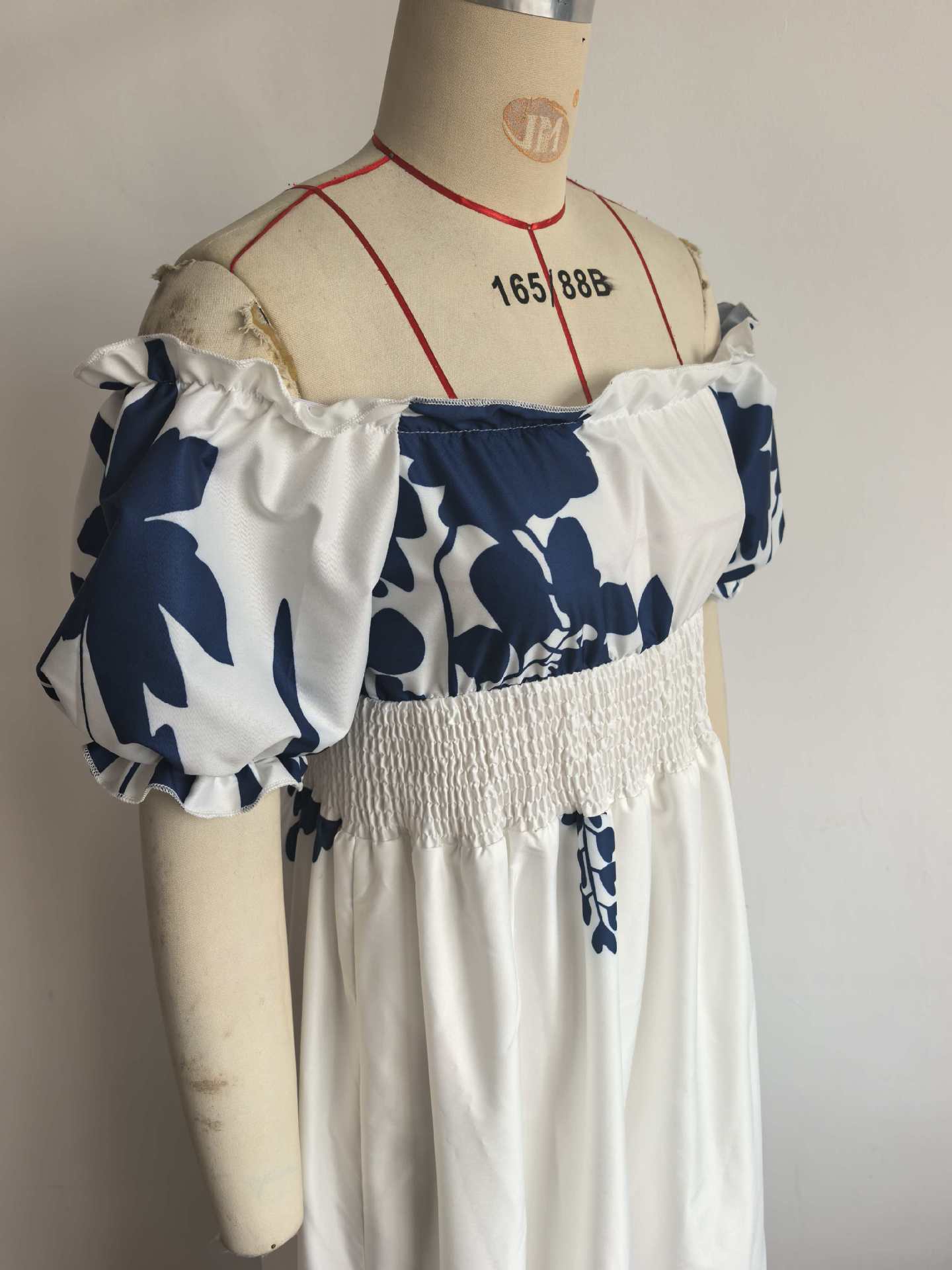 Women Summer Puff-Sleeve Printed Strap Dress 18