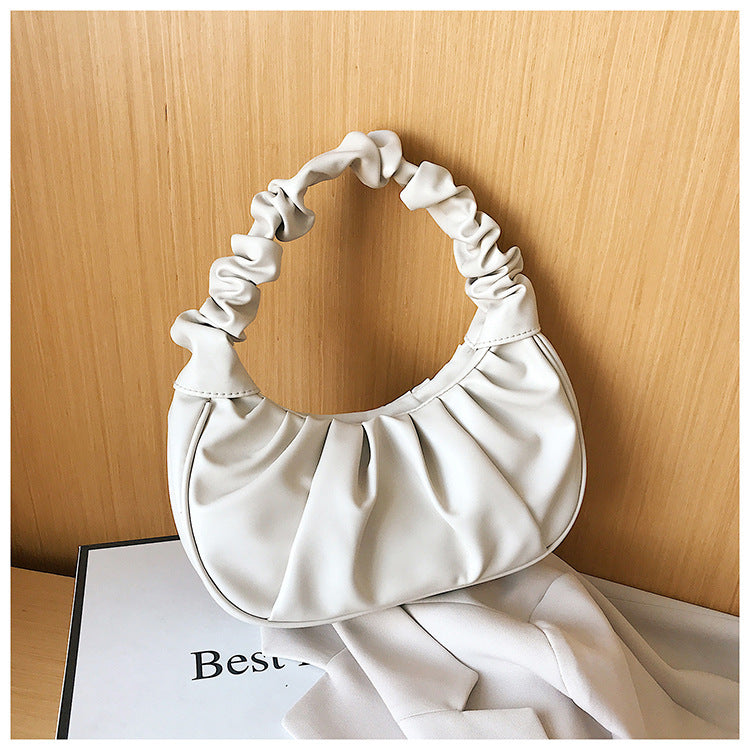 women Korean one-shoulder bag French bag fashion pleated handbag underarm bag 15