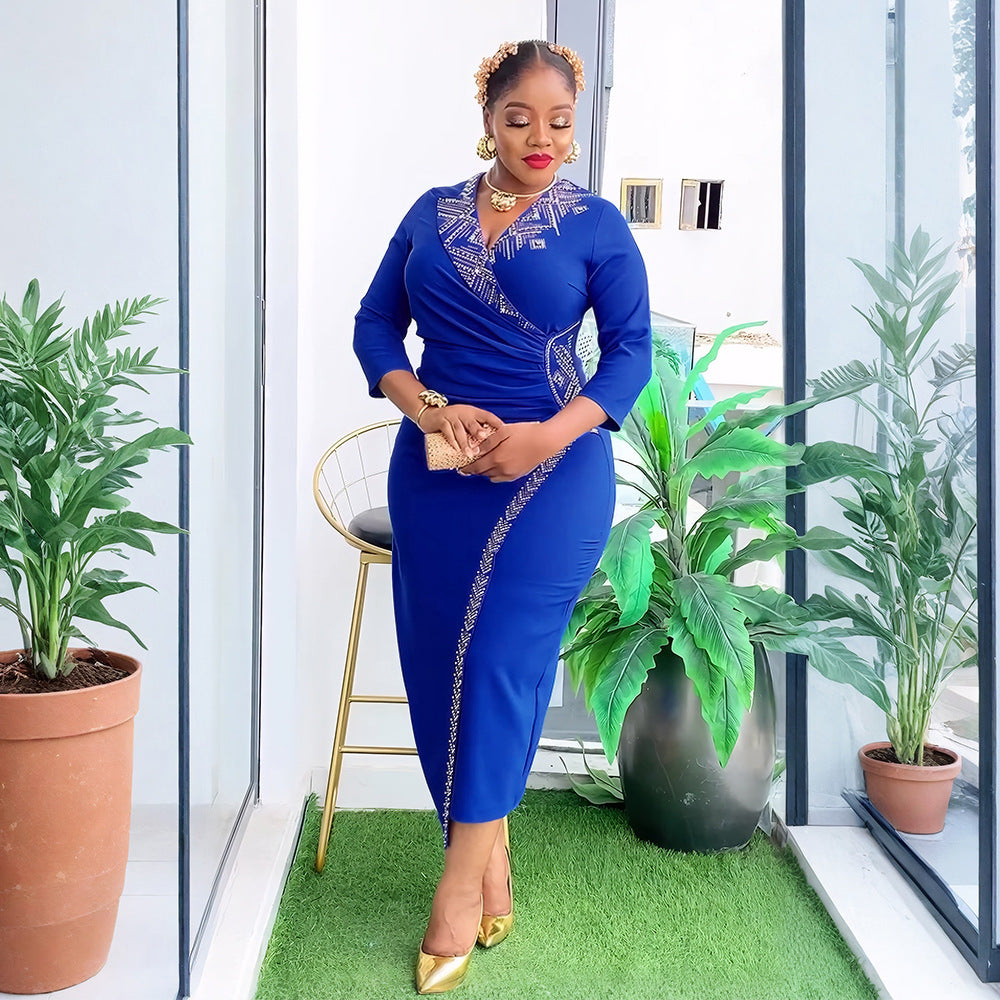 Plus Size African Women Elegant Studded Bodycon Dress 5