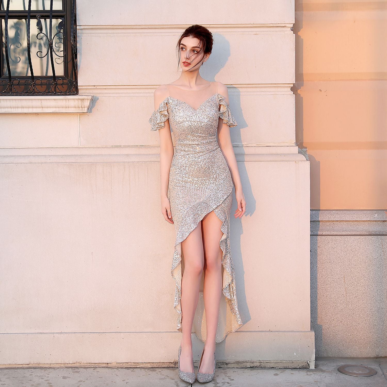 High-Slit Fishtail Evening Dress Formal Party Gown 6