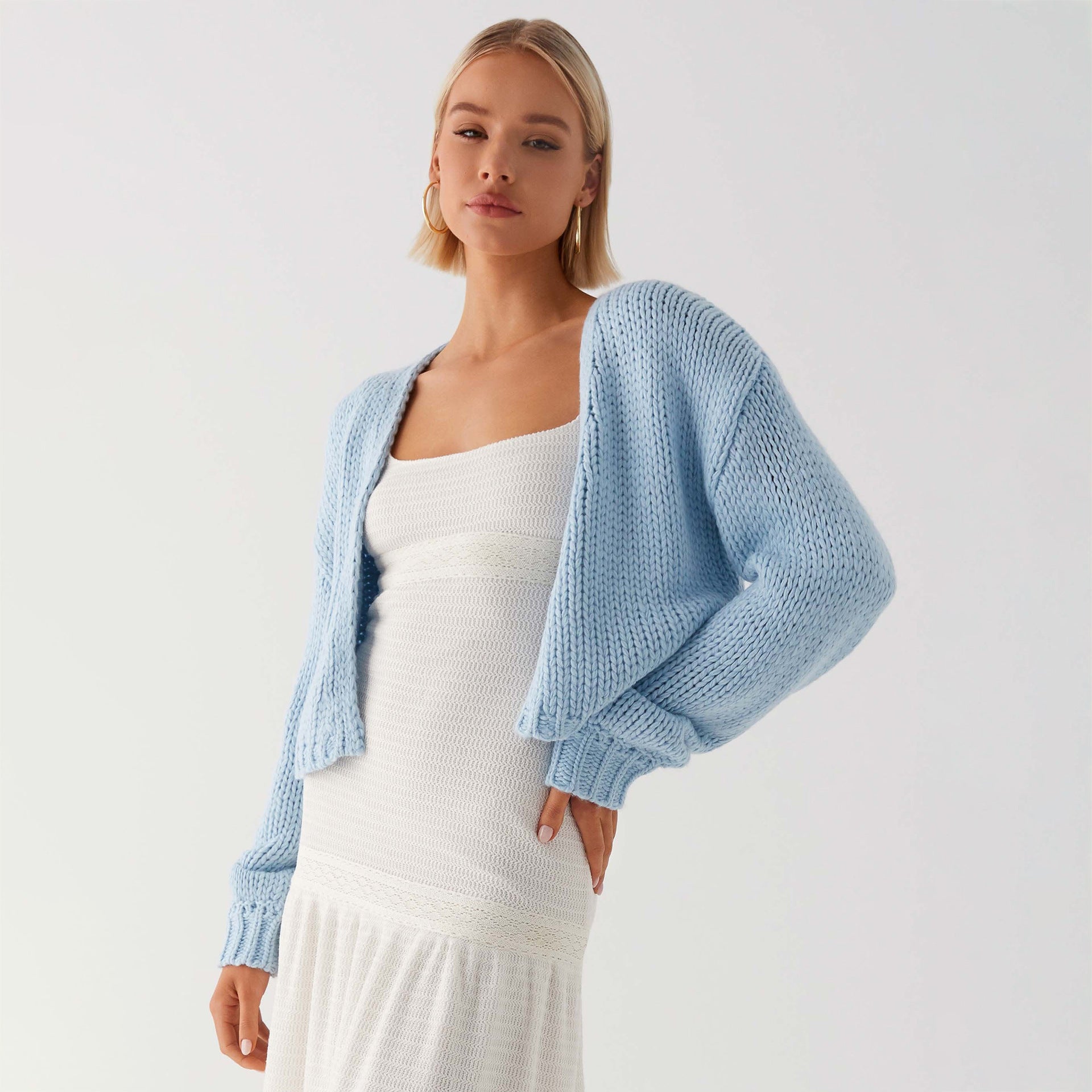 Fashion Autumn Winter Women Casual Solid Color Cardigan Knitting Sweater Coat