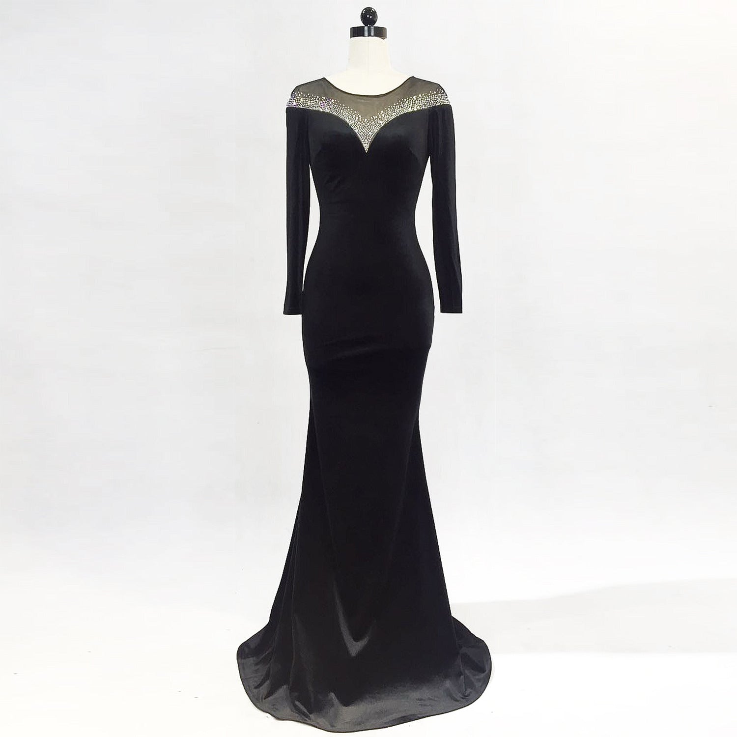 velvet Formal Party Evening Dress Winter Long Sleeve Corporate Annual Meeting Long Fishtail Party Dress 15