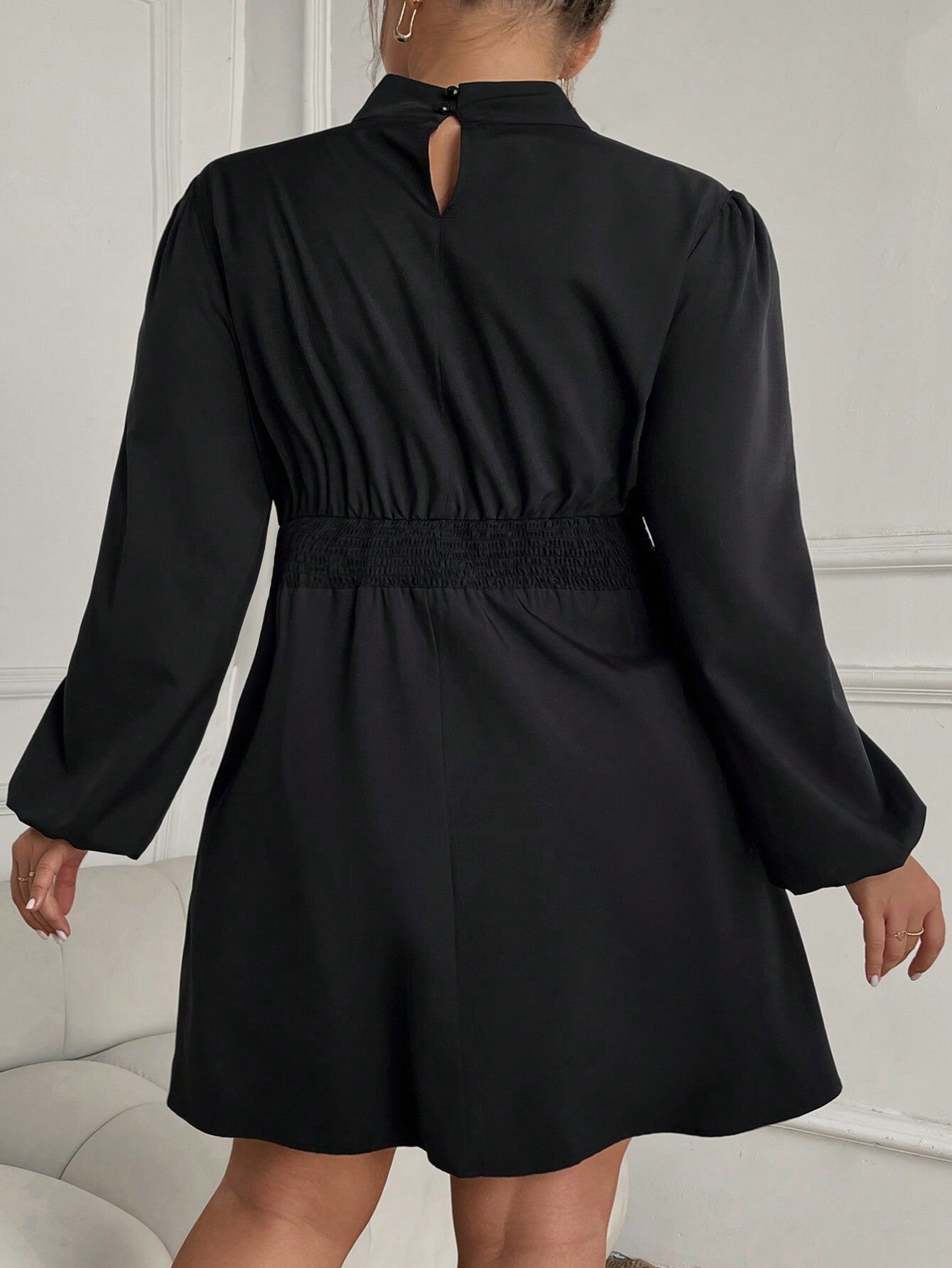 Autumn And Winter Plus Size Women's Sexy Half-High Collar Elegant Short Dress