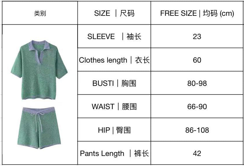 Summer Women's Loose Knit Turndown Collar Top & High-Waist Shorts 11