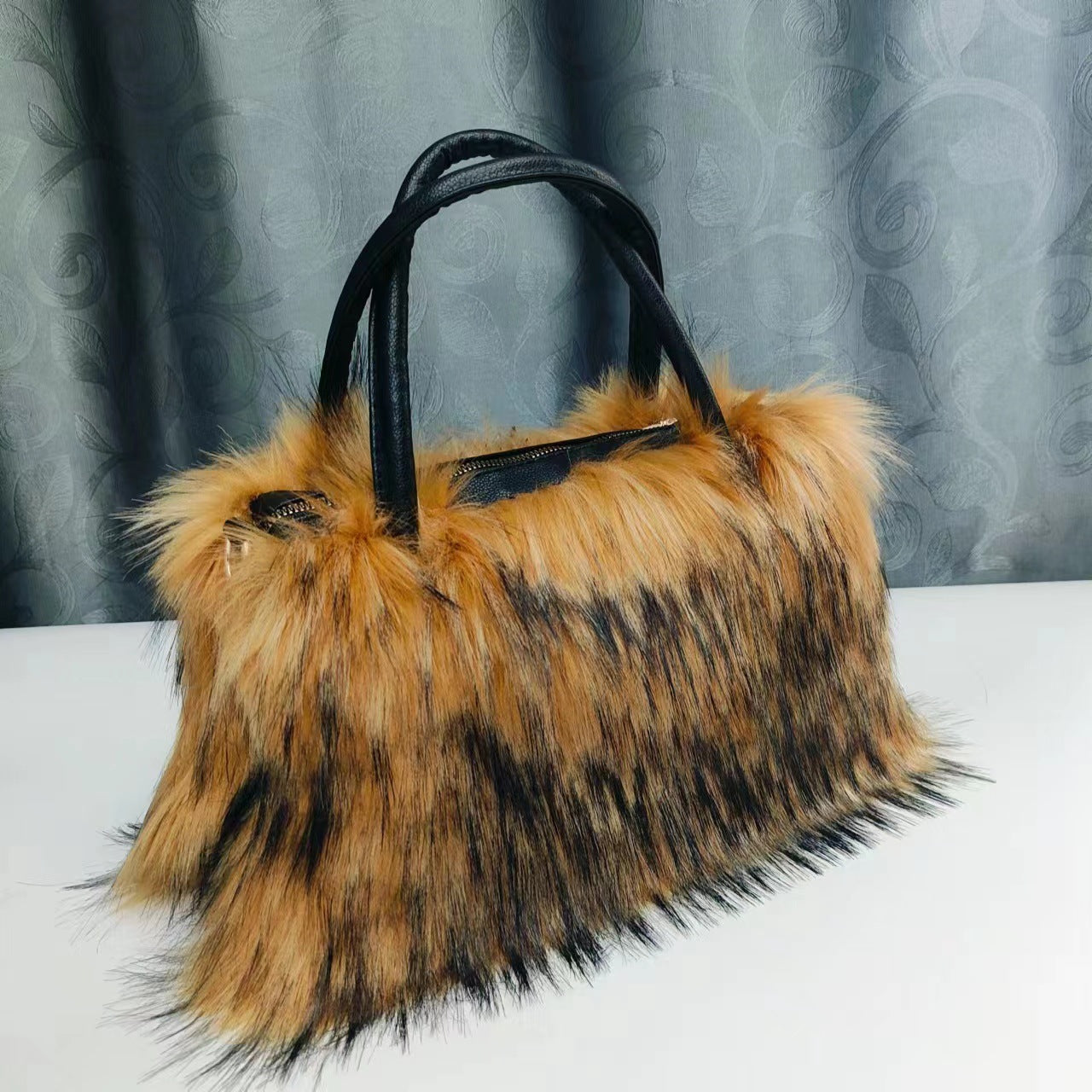 Faux fur plush handbag Faux raccoon fur handbag 15