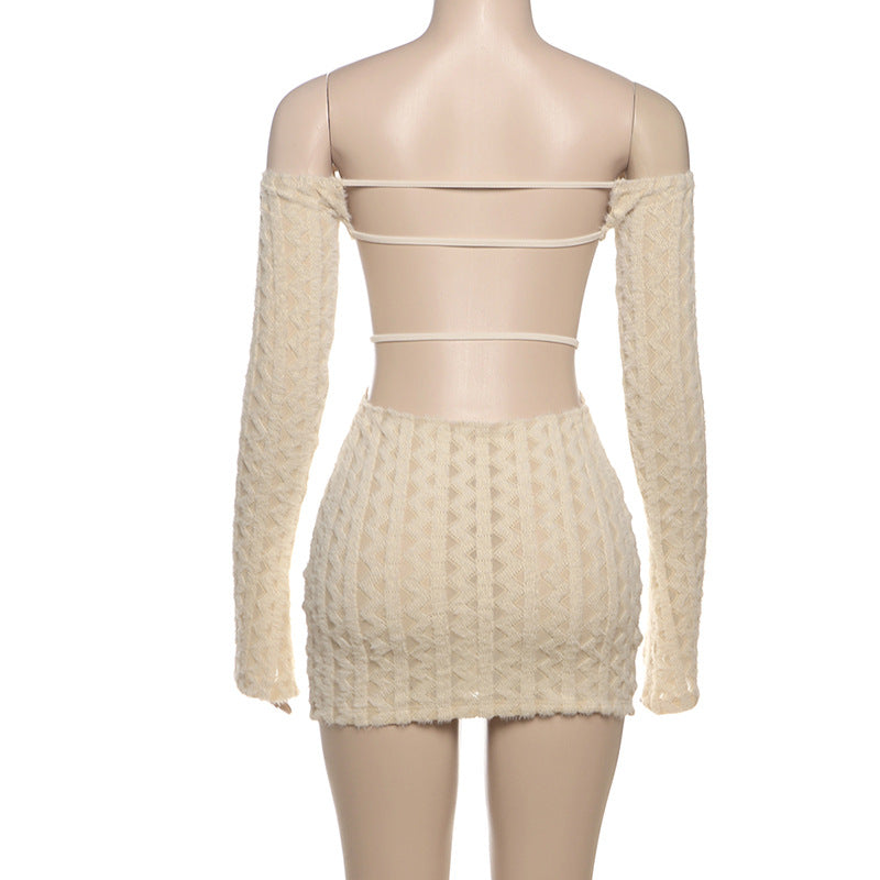 Spring Fashion Sexy Off Shoulder Slim Low Back Bodycon Women's Dress 11