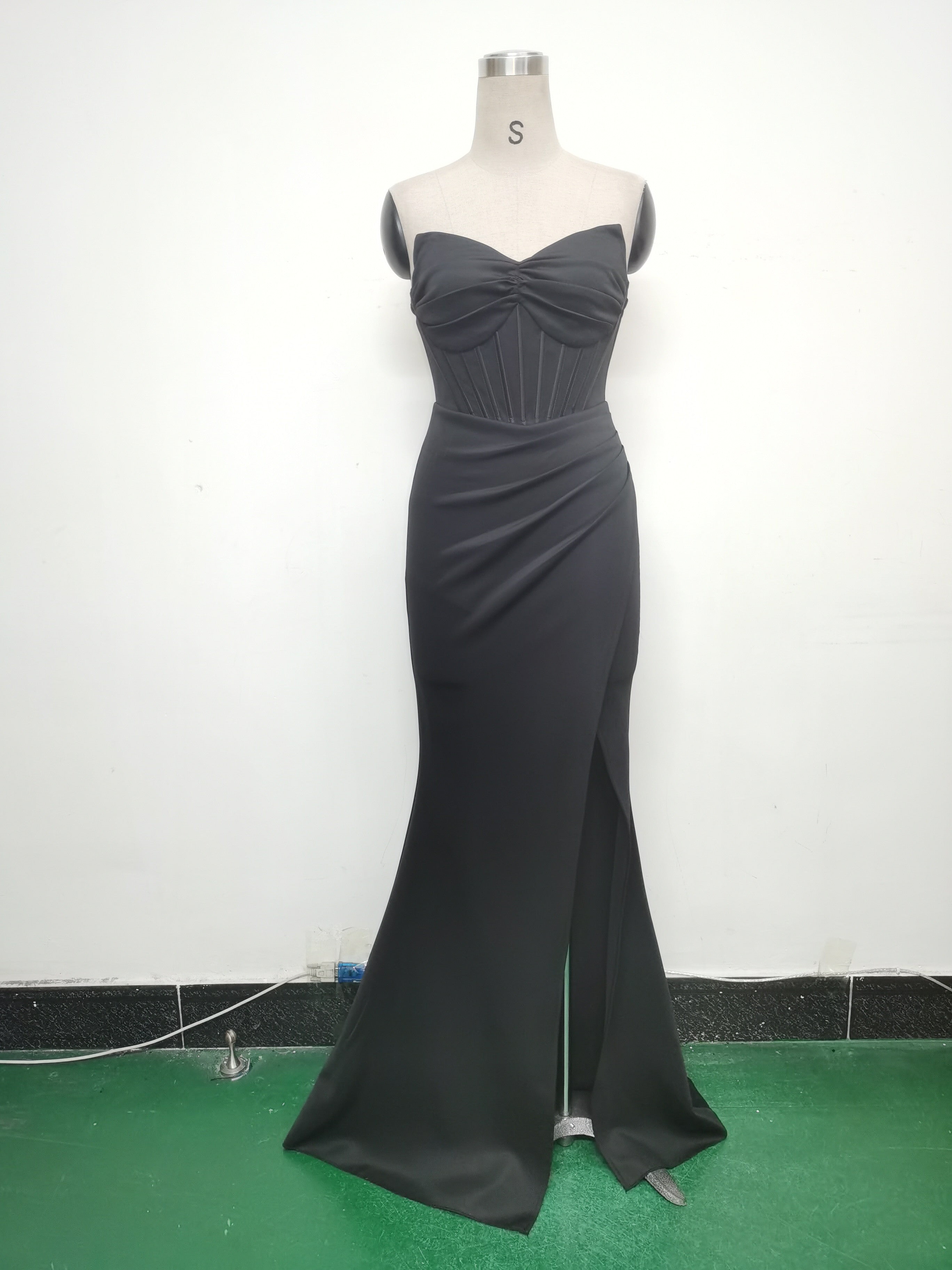 Women Fishbone Vest Off Shoulder Evening Dress 26