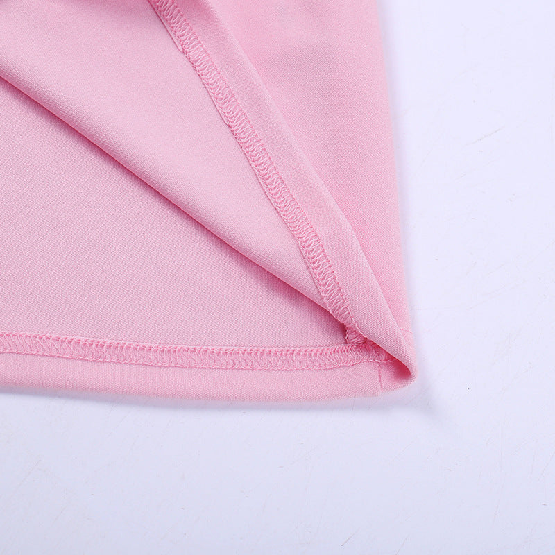 Women sexy Strapless Mesh ribbon party solid dress 15