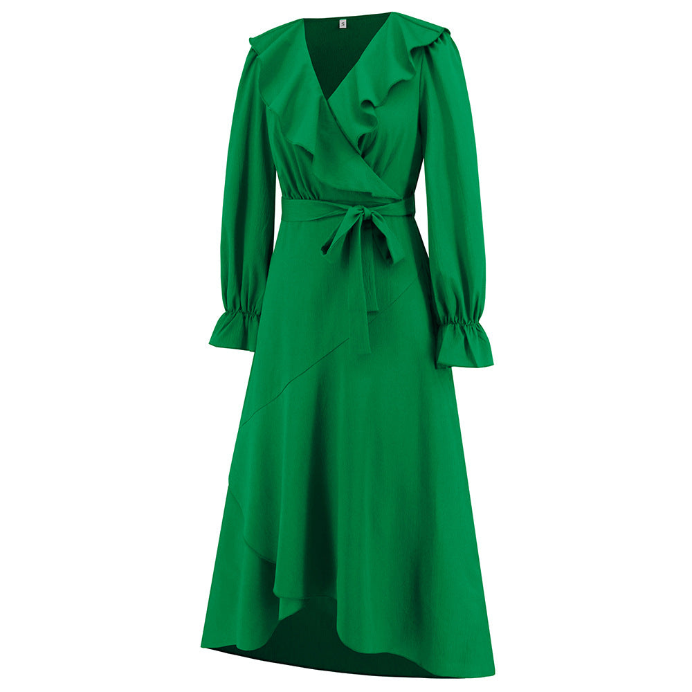 Women ruffled irregular dress 17