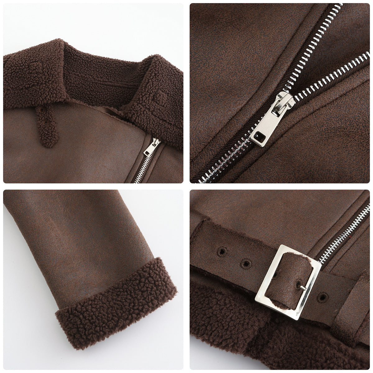 Autumn And Winter Fur Warm Women's Leather Jacket With Belt For Women Turndown Collar Coat 38