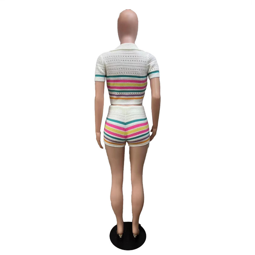 Women's Fashion Cardigan Sweater & Bodycon Shorts Set