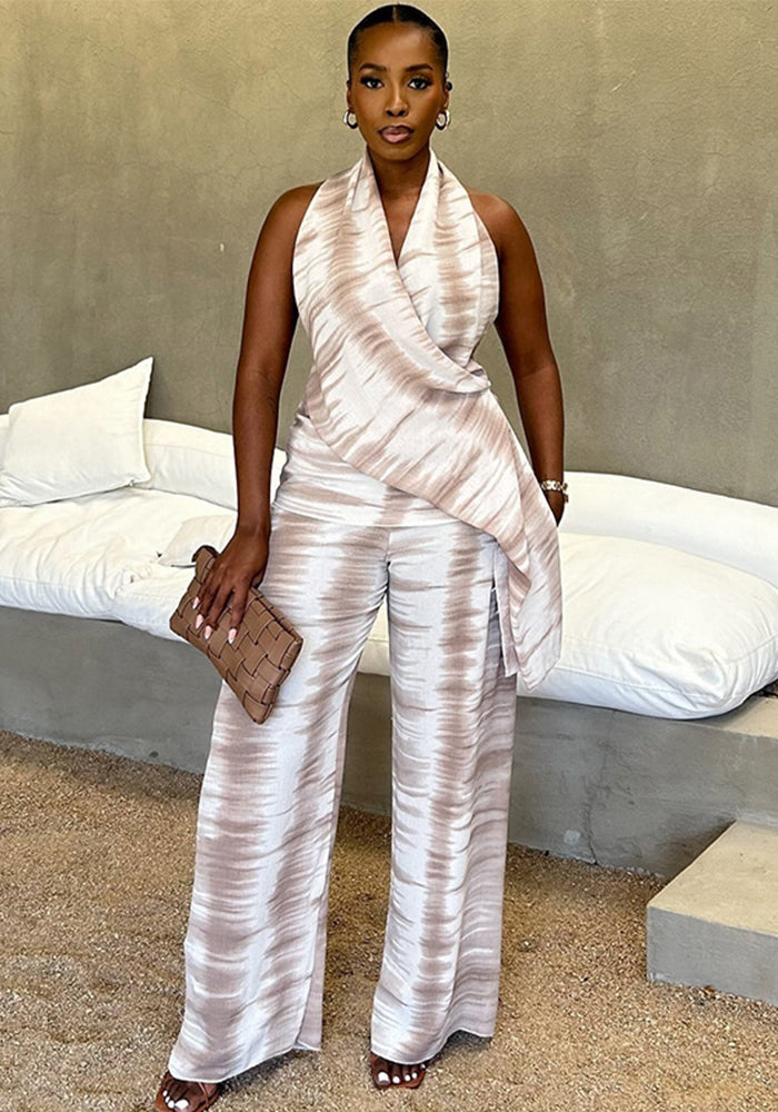 Women's Halter Neck Sleeveless Straight Leg Fashion Jumpsuit