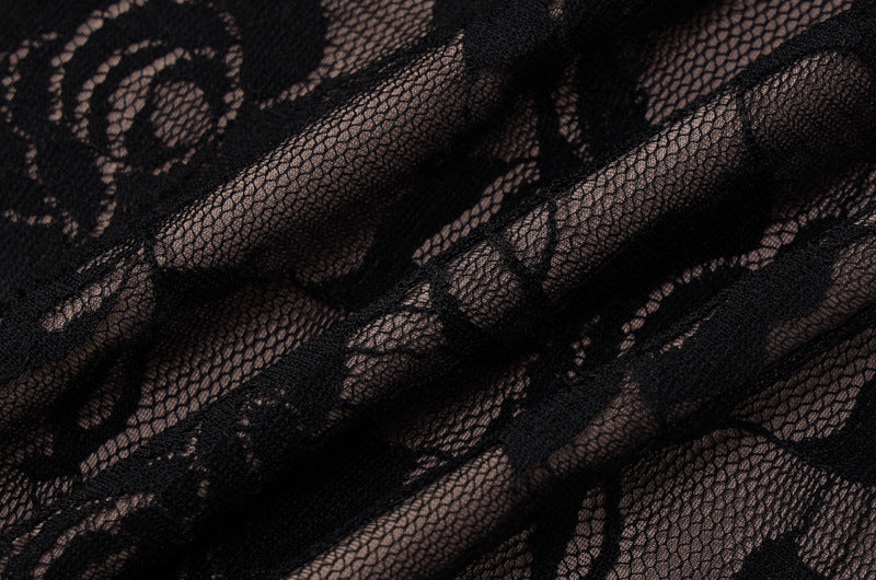 Women's Autumn American Fashion Lace Printed U-Neck Long Sleeve Bodycon Dress 15