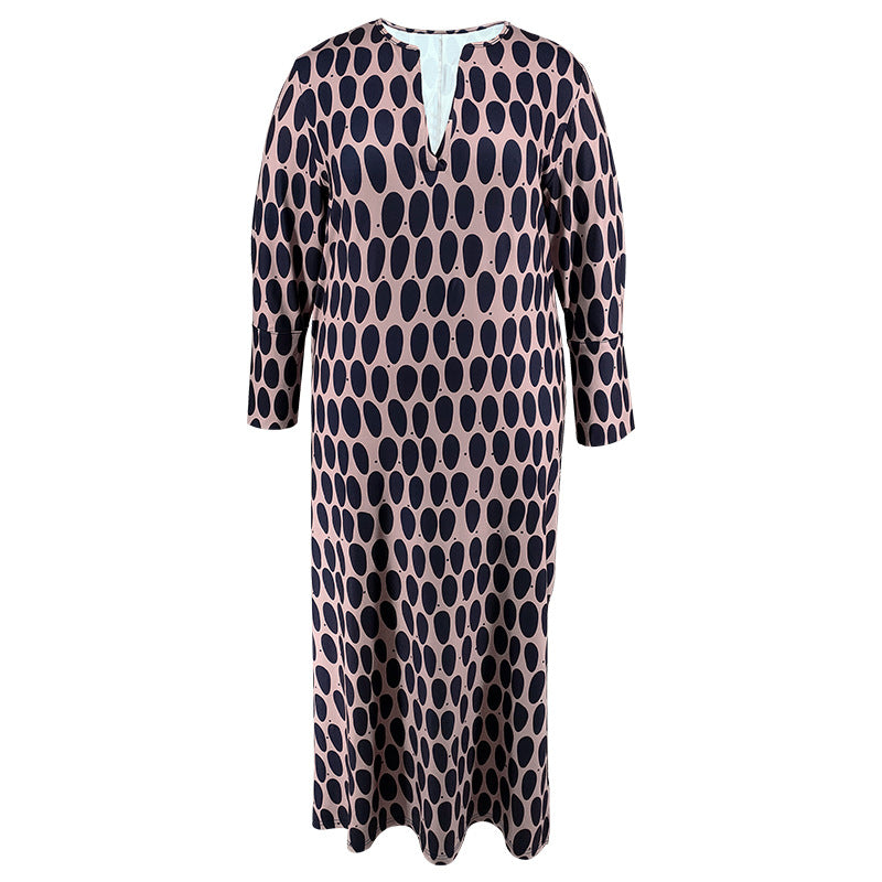 Plus Size Women Turndown Collar Long Sleeve Slit Dress 7