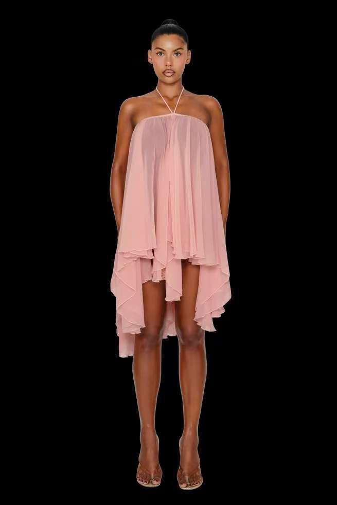 Women Spring Summer Halter Neck Strapless Dress 20