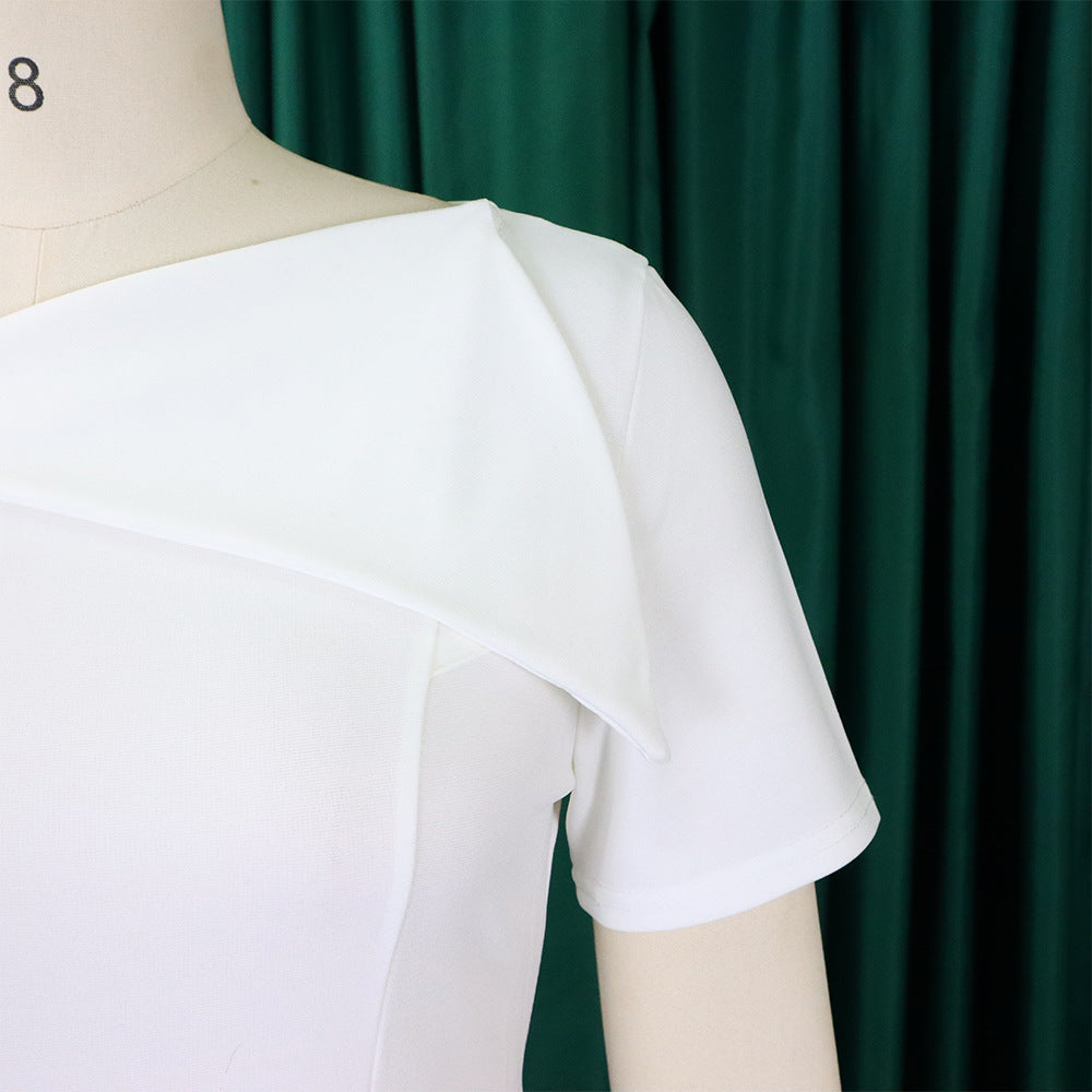 Women's Chic Tonle Fashion Slash Shoulder Dress 24