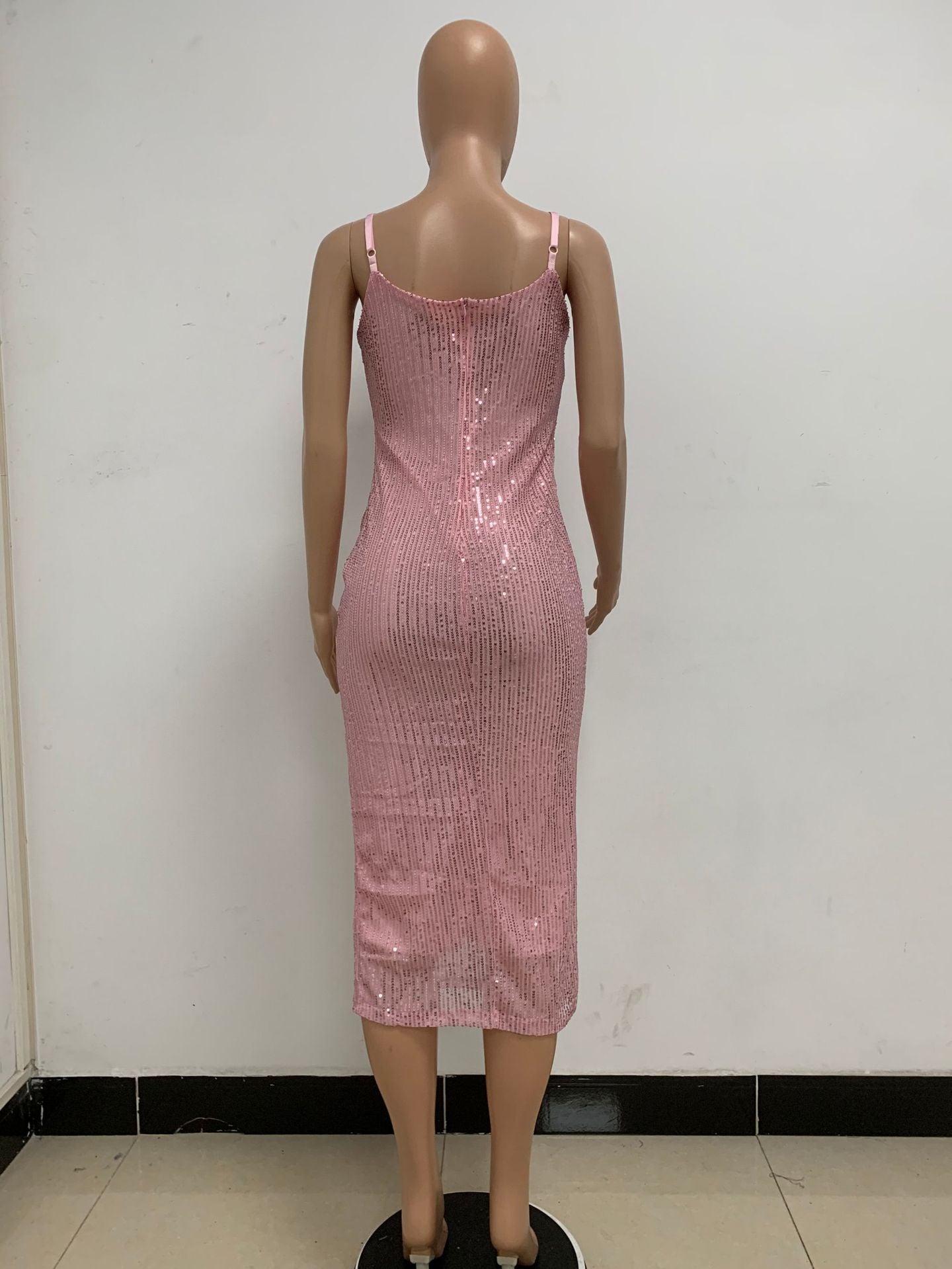 Summer Women's Sleeveless Low Back Straps Sequin Party Dress 74