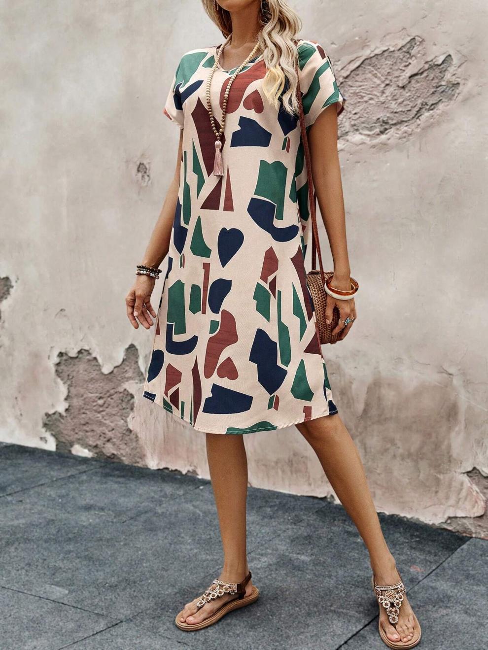 Women Printed Round Neck Dress 7