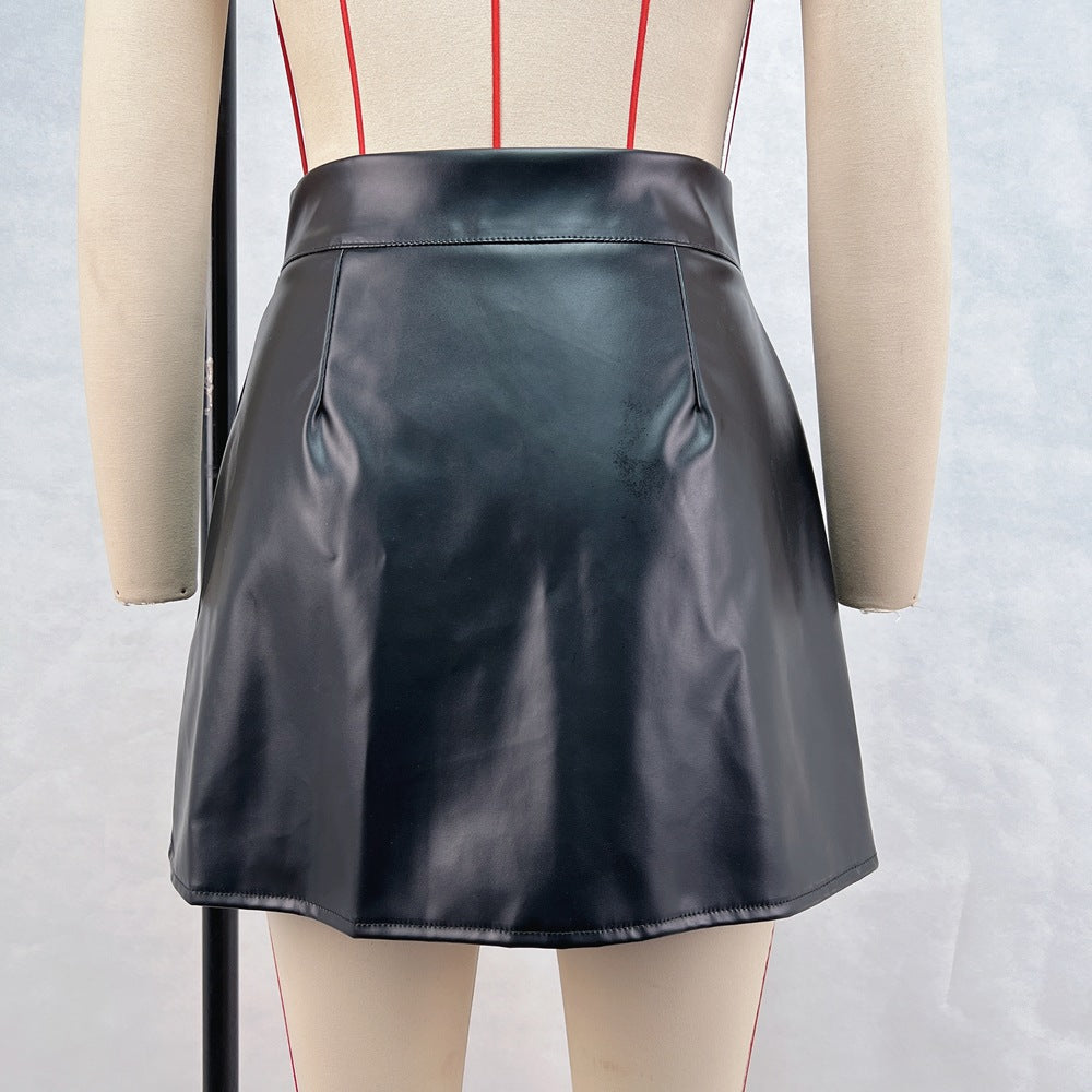 Women Street Casual Zipper Bodycon Pu Leather Skirt 8