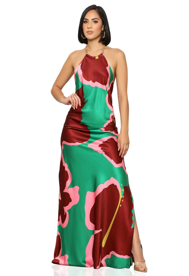 Women printed sexy backless dress 3