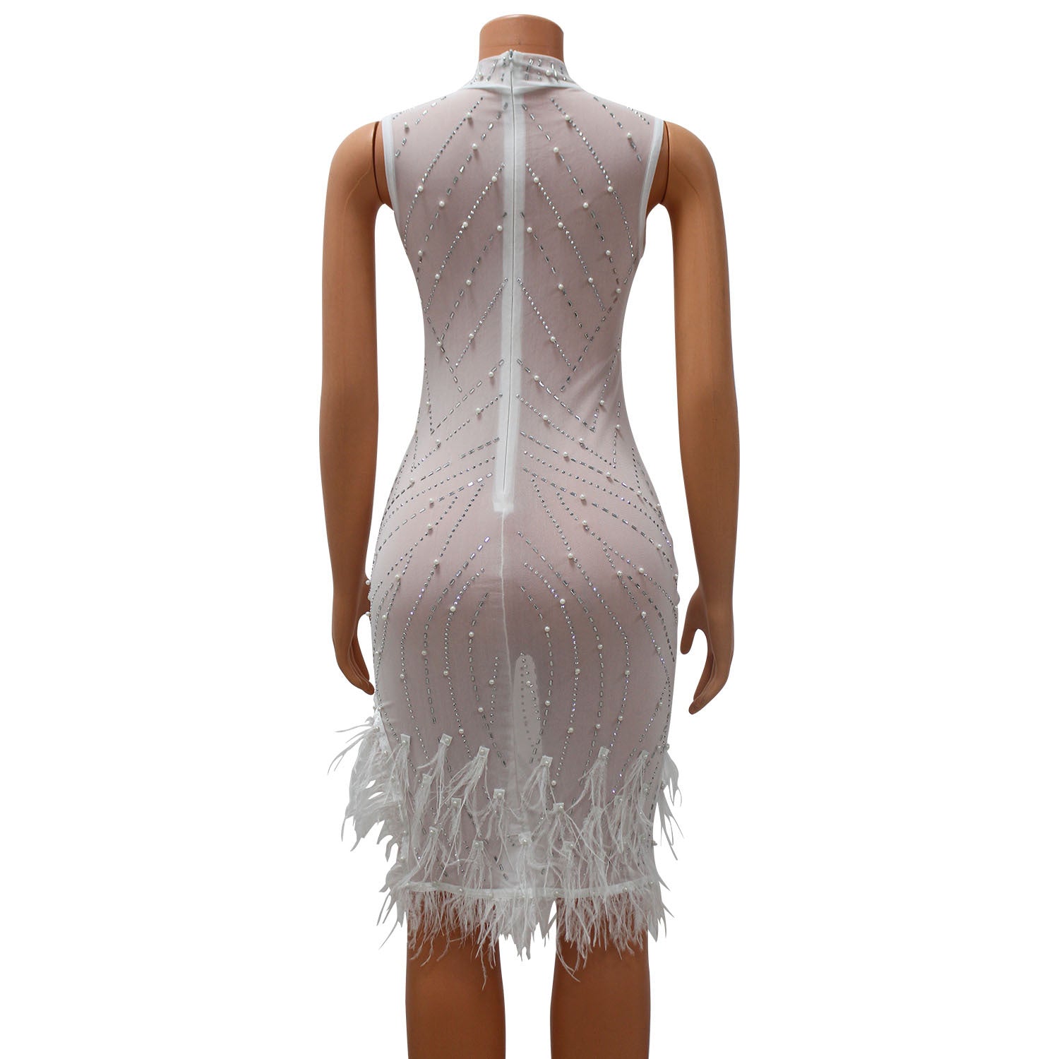 Summer Women's Sexy Mesh Beaded See-Through Dress For Women 19