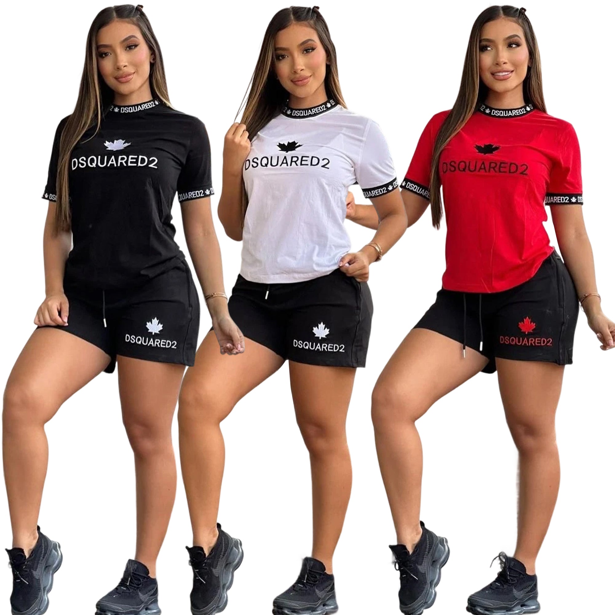 Women Casual Embroidered Short Sleeve Top and shorts two-piece set 8