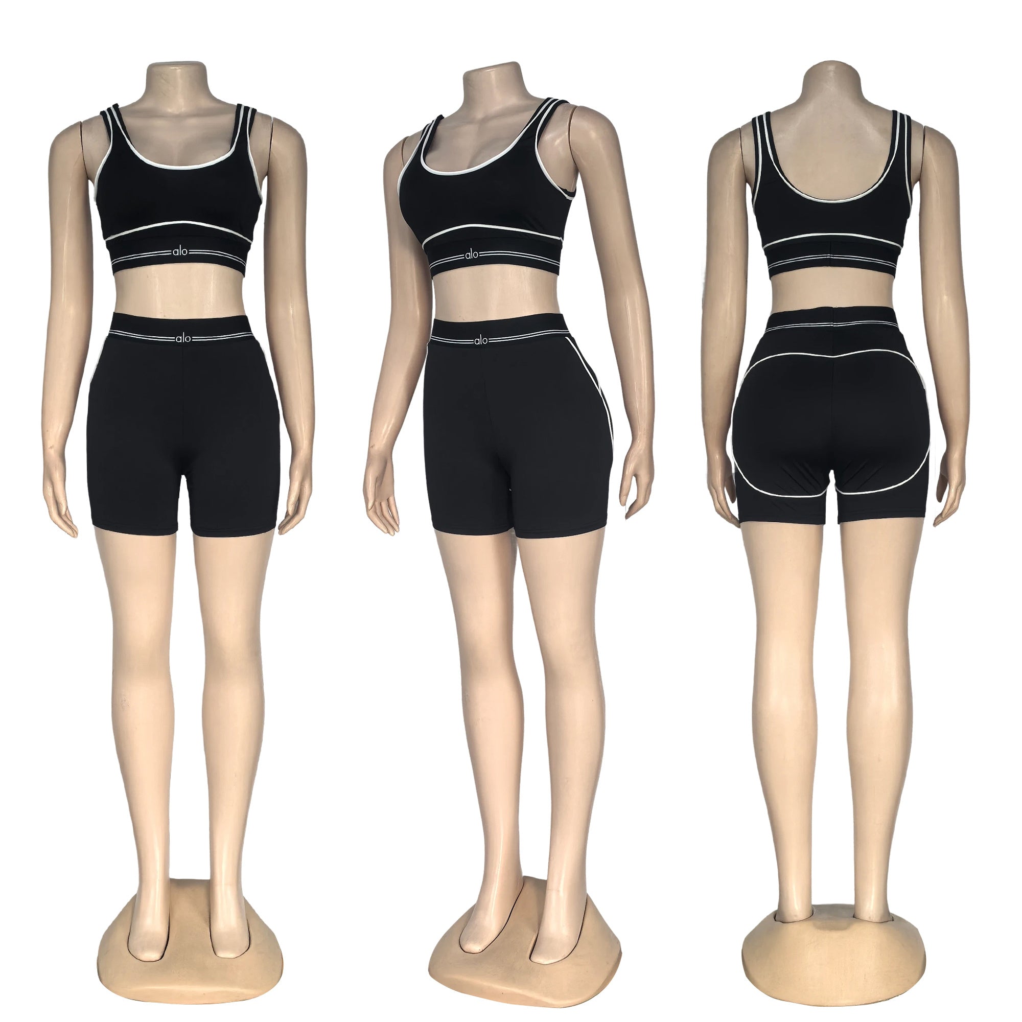 Women Embroidered Fitness Yoga Top and Shorts Two-Piece Set 5