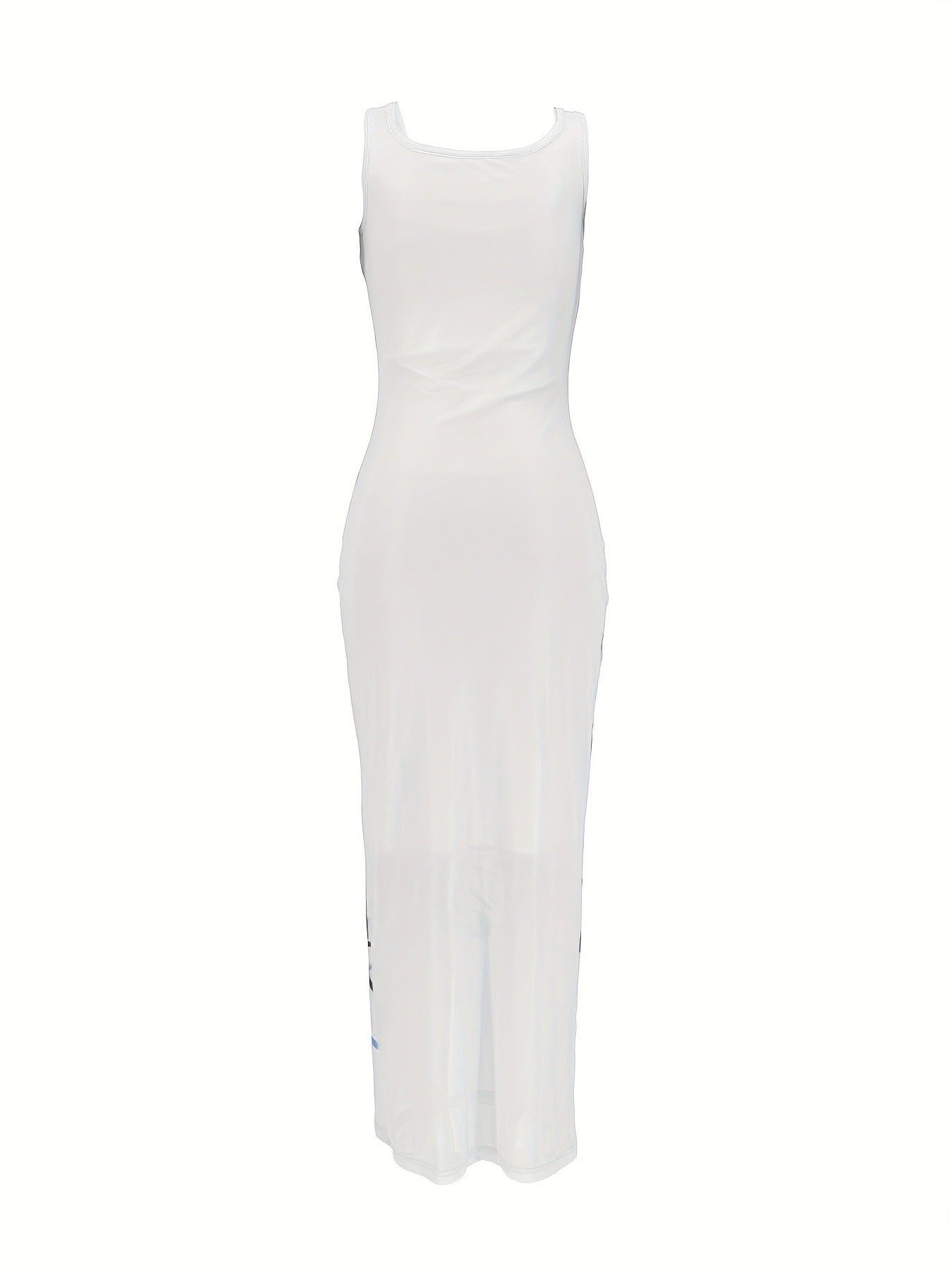 Women Summer Holidays Casual Square Neck Mesh Maxi Dress 23