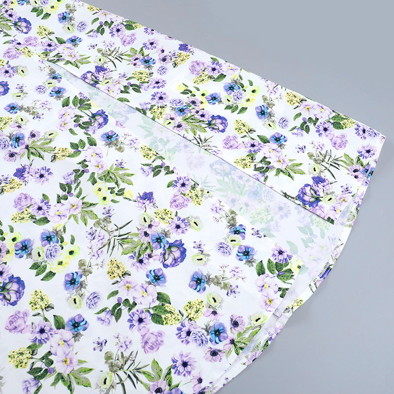 Women summer French printed slit Strap Dress 15