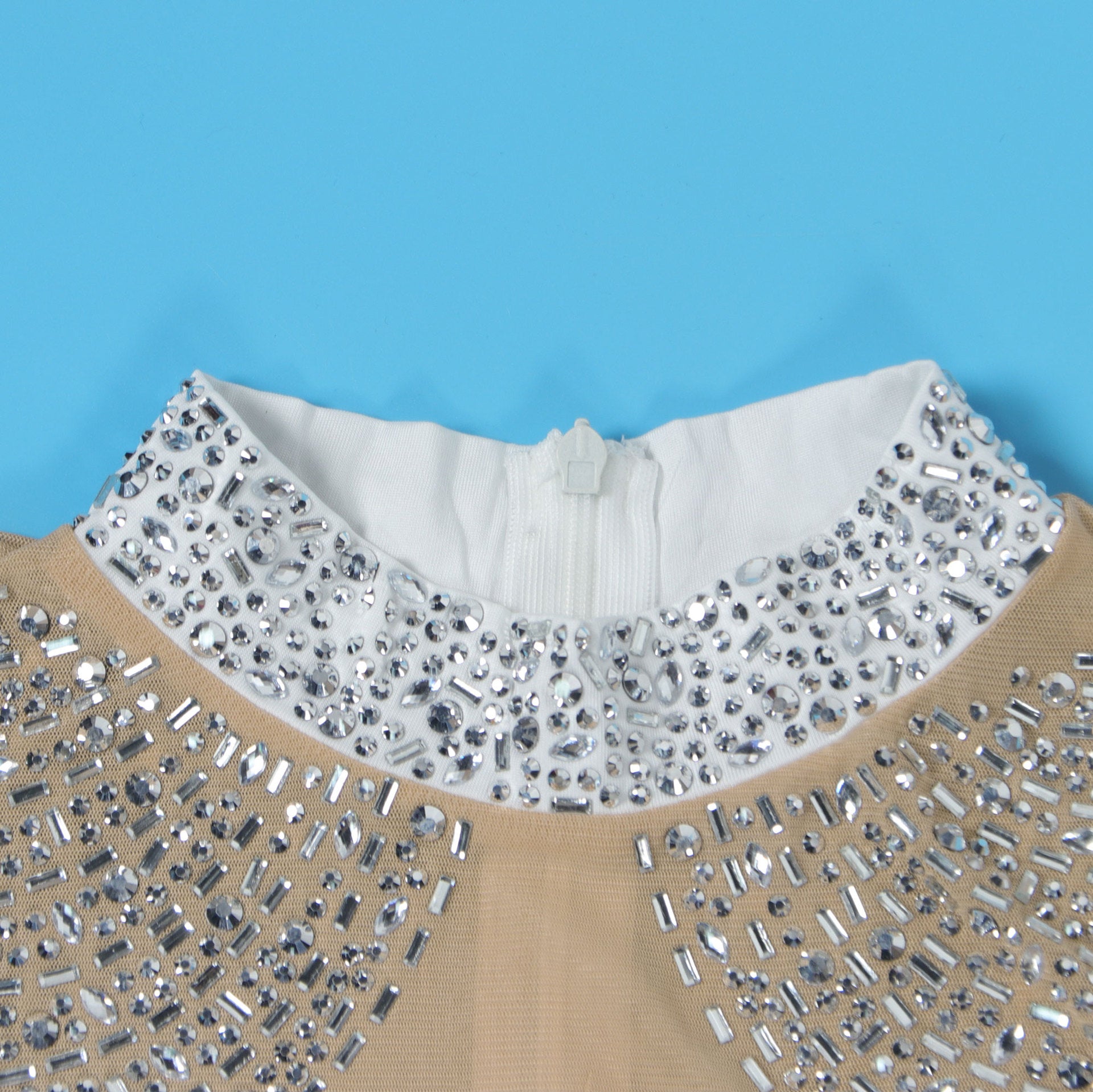 Women Beaded Mesh See-Through Patchwork Sleeveless Slit Dress 28