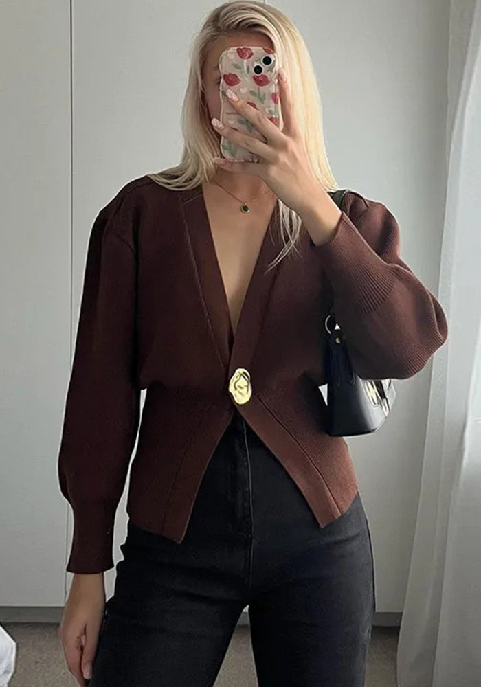 Women's V-Neck Button Knitting Cardigan