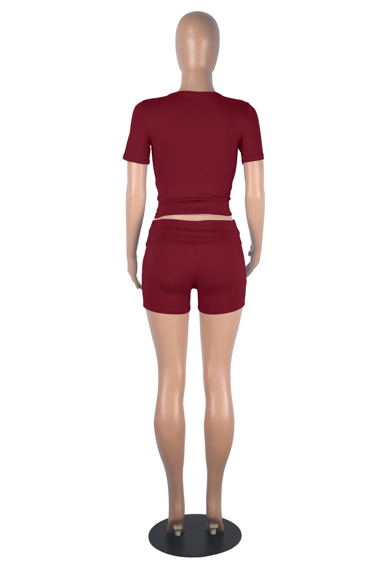 Women short-sleeved round neck top and shorts two-piece set 20