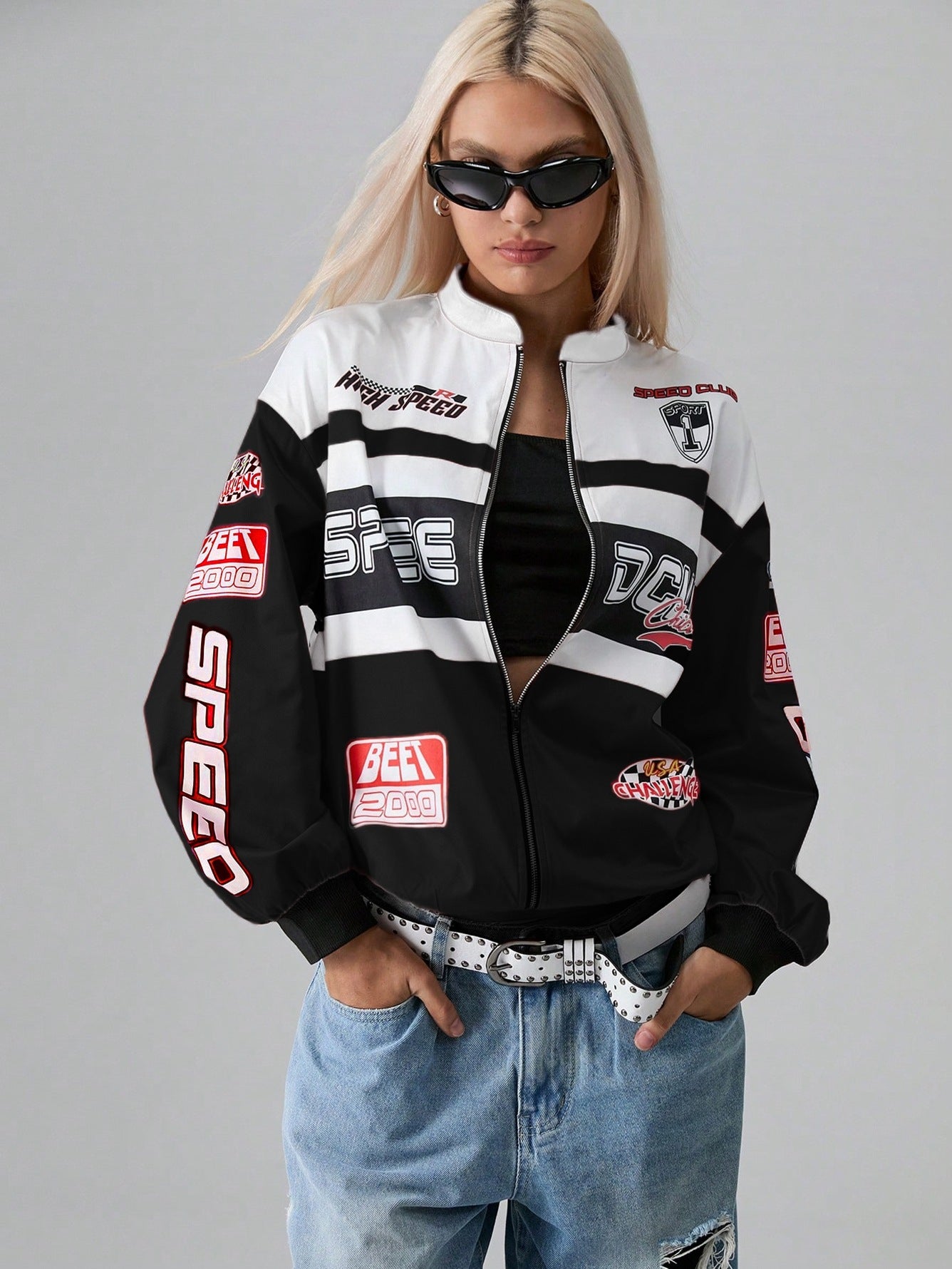 Fashion Letter Casual Style Print Long Sleeve Jacket