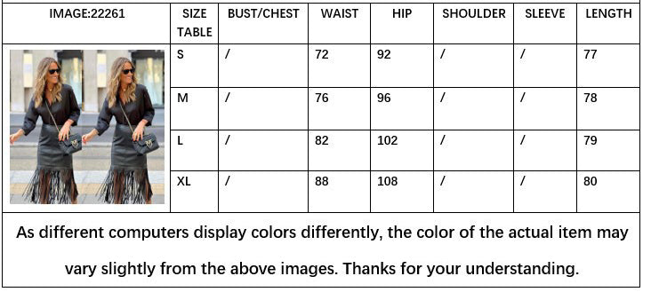 Street Trend Fall/Winter Tassel Patchwork Leather Skirt 12