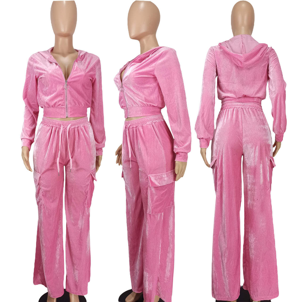 Women Velvet Hoodies and Pant Two-Piece Set 24