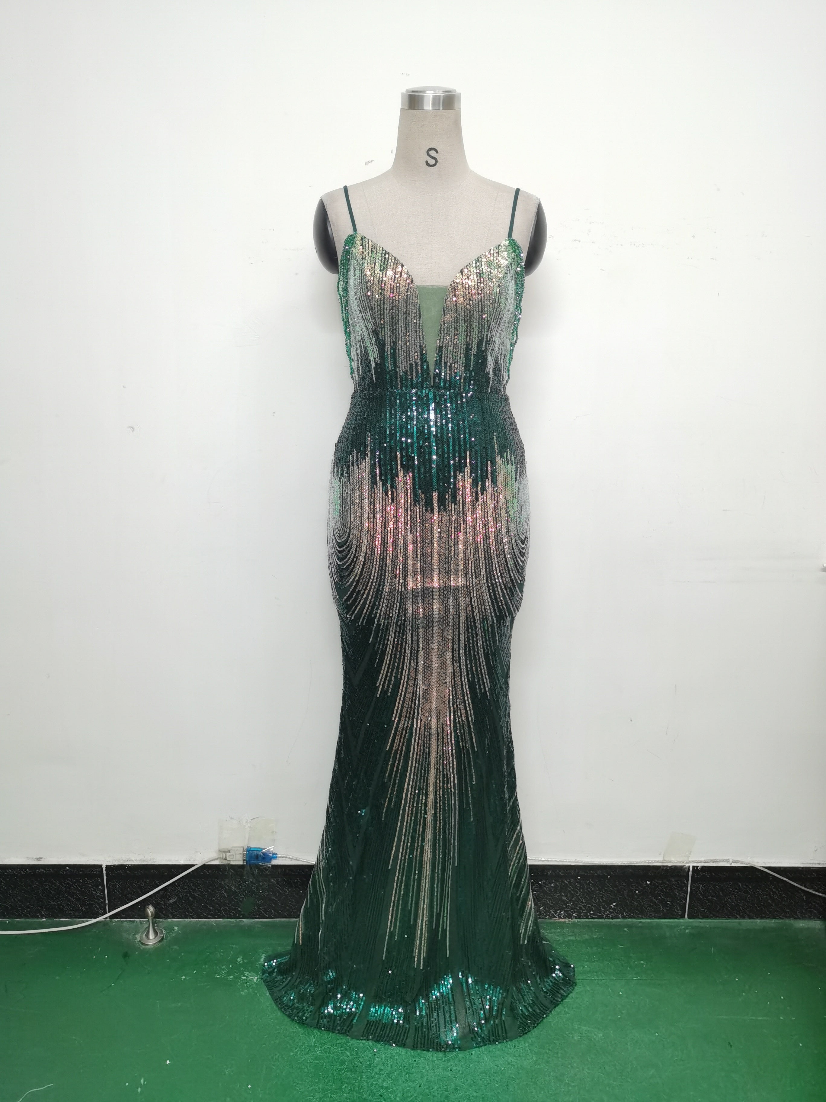 Women sequined beaded evening dress 19