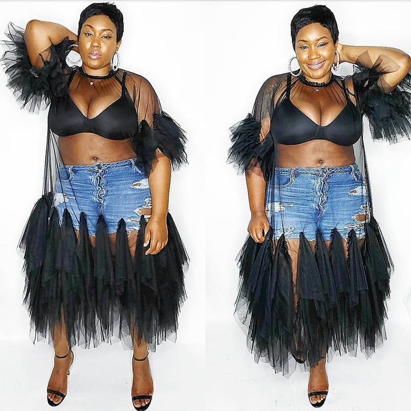 Plus Size Women Irregular Solid Dress 6